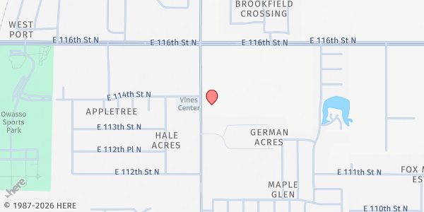 Map showing The Mission Center at 11341 N. Garnett Rd., Owasso, OK