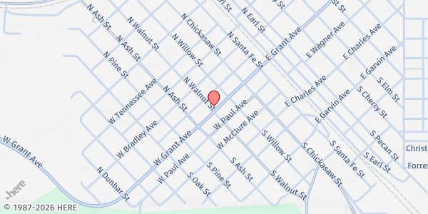 Map showing Delta Community Action Foundation of Pauls Valley at 311 W Thomas Wacker Park, Pauls Valley, OK