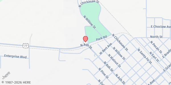 Map showing Pauls Valley Samaritans at 1000 N. Ash St., Pauls Valley, OK