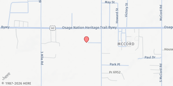 Map showing McCord Senior Citizens Center at 115 Mary Rd, Ponca City, OK
