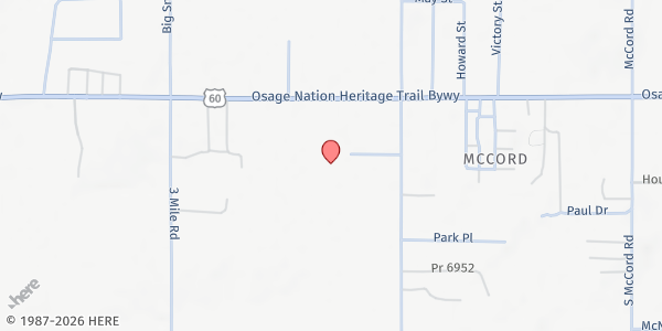 Map showing McCord Senior Citizens Center at 115 E. Mary Rd., Ponca City, OK