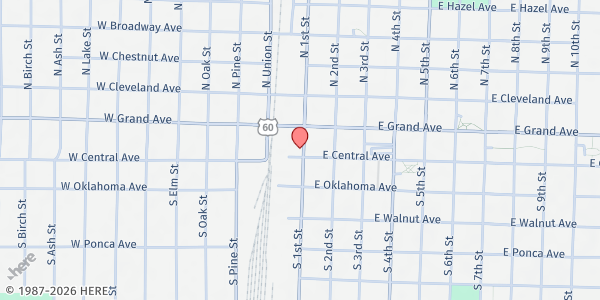 Map showing New Emergency Resource Agency - Main Location at 112 S 1st St, Ponca City, OK