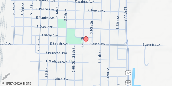 Map showing The Mission Ponca City at 909 E South Ave, Ponca City, OK