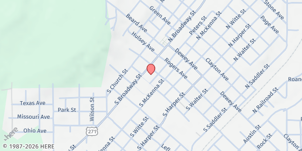 Map showing Catholic Charities Rural Outreach / LeFlore Co Poteau at 105 Reynolds Ave, Poteau, OK