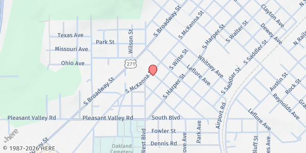 Map showing Kibois Community Action Foundation - Food Distribution Center at 901 S McKenna St, Poteau, OK