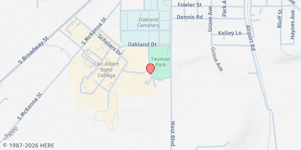 Map showing Poteau Nutrition Center at 500 Twyman Park Dr., Poteau, OK