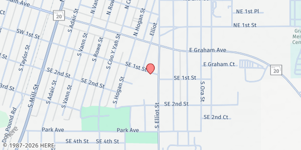 Map showing Community Action Resource/Devl - Pryor at 708 SE 1st St, Pryor, OK