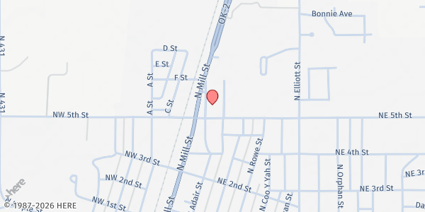 Map showing Northstar Church at 521 N Adair St, Pryor, OK