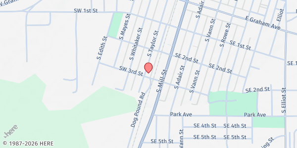 Map showing Pryor Ministries Center at 15 SW 3rd St., Pryor, OK