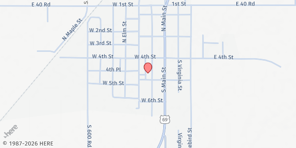 Map showing First Baptist Church Quapaw at 419 Kentucky St, Quapaw, OK