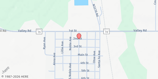 Map showing The Filling Station at Santa Fe and 2nd St, Red Rock, OK