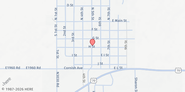 Map showing Ringling Food Pantry at 118 W. H St., Ringling, OK