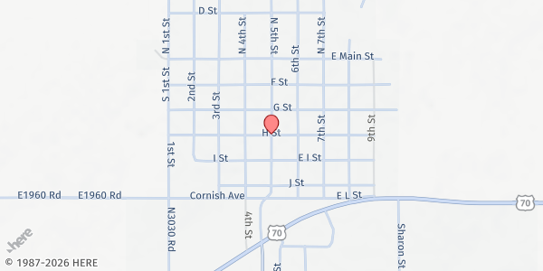 Map showing Ringling Food Pantry at 118 W H St, Ringling, OK