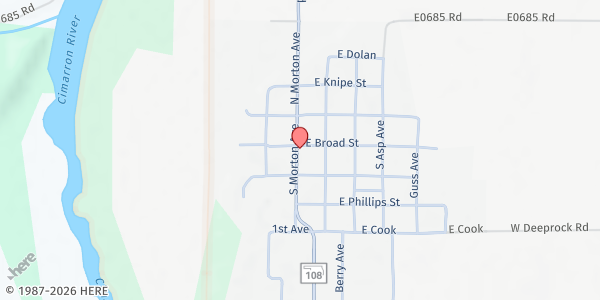 Map showing Ripley Marketplace at 113 S. Morton, Ripley, OK
