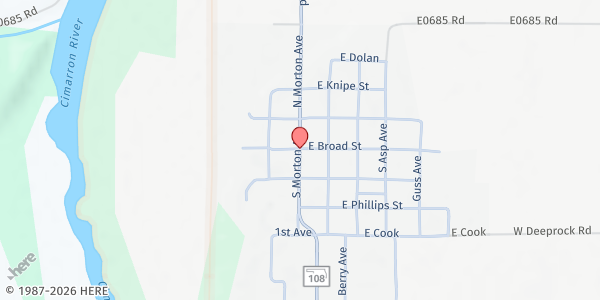 Map showing Ripley Marketplace at HWY 108 and Broad St, Ripley, OK