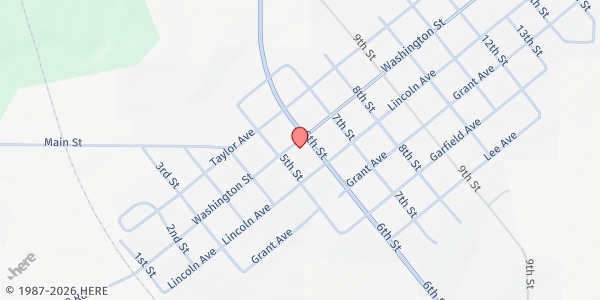 Map showing Ryan First Baptist Church at 1000 E Washington, Ryan, OK