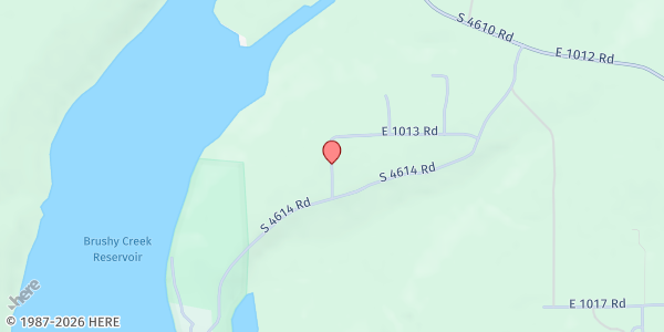 Map showing Brushy Community Center at 219B RR 3, Sallisaw, OK