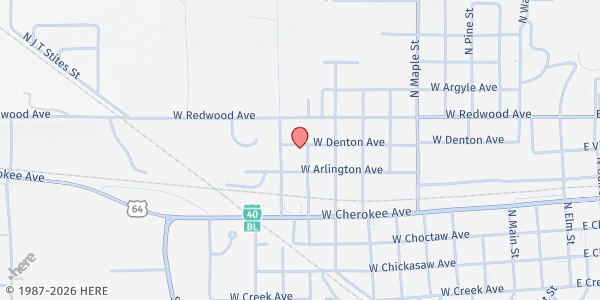Map showing Catholic Charities / Sallisaw at 409 N Adams St, Sallisaw, OK