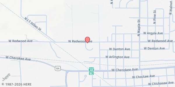 Map showing KI BOIS CAF Sequoyah County Office at 1206 W. Redwood Ave., Sallisaw, OK