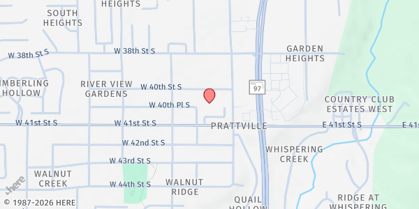 Map showing Church that Matters at 3 W. 41st St., Sand Springs, OK