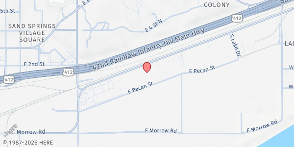 Map showing Tulsa Tech Sand Springs Campus at 924 E. Charles Page Blvd, Sand Springs, OK