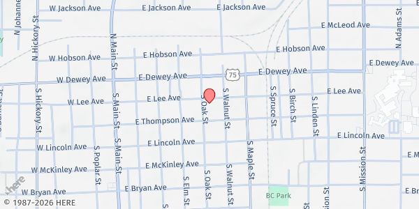 Map showing 1st Church of Sapulpa at 111 S. Oak St., Sapulpa, OK