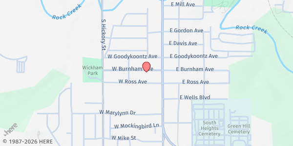 Map showing Caring Community Friends Community Garden at 14 W Burnham Ave, Sapulpa, OK