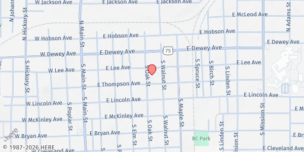 Map showing First Presbyterian Church Sapulpa, Neighbor's Table at 111 S. Oak St., Sapulpa, OK