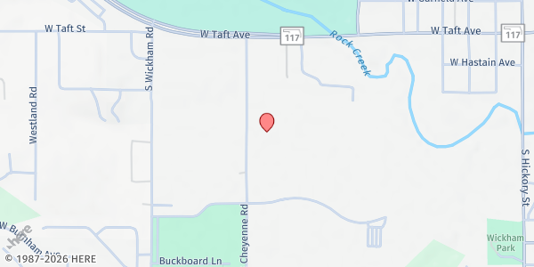 Map showing West Side Free Will Baptist Church at 1403 S. Cheyenne Rd., Sapulpa, OK