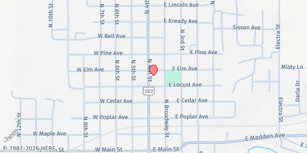 Map showing First Baptist Church of Sayre at 504 N 4th St, Sayre, OK