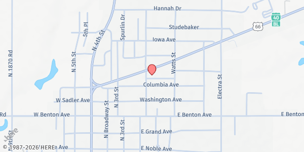 Map showing Sayre Senior Center at 404 N. E. Hwy. 66, Sayre, OK