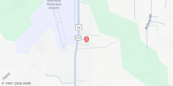 Map showing Church of Christ Food Pantry at 12040 OK-99 N, Seminole, OK