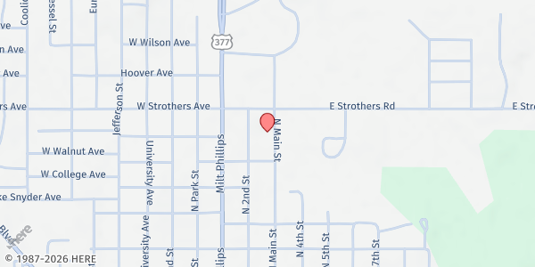 Map showing Interfaith Social Ministries at 813 N Main St, Seminole, OK