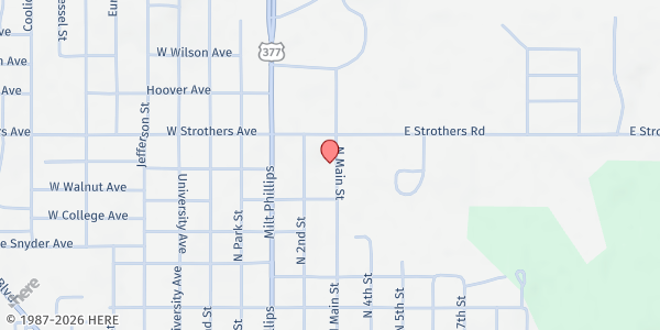Map showing Interfaith Social Ministry at 813 N Main St, Seminole, OK