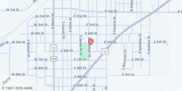 Map showing Ellis County Food Bank at 502 S, Shattuck, OK