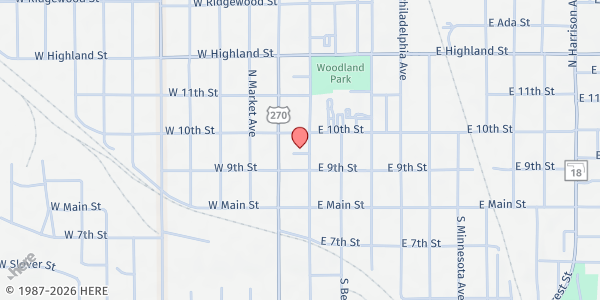 Map showing Action Center at 222 N Broadway Ave, Shawnee, OK