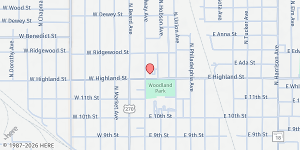Map showing Emmanuel Episcopal Church at 501 N. Broadway Ave., Shawnee, OK