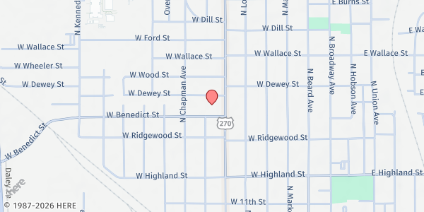 Map showing St Benedict Catholic Church at 632 N Kickapoo Ave, Shawnee, OK