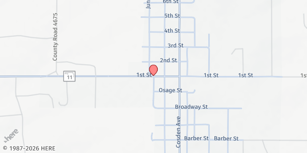 Map showing Shidler Area Ministerial Alliance at 100 S W G Ward Ave., Shidler, OK