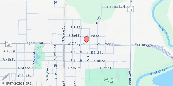 Map showing Skiatook Emergency Assistance Center (SEAC) at 319 Wc Rogers Blvd., Skiatook, OK