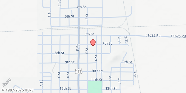 Map showing Southern Kiowa Community Food Pantry at 620 7th Street, Snyder, OK