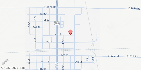Map showing Southern Kiowa County Food Pantry at 620 7th St., Snyder, OK