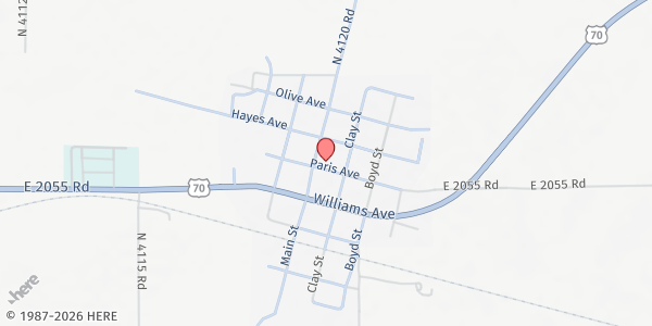 Map showing Soper Senior Citizens at 411 Paris Ave., Soper, OK