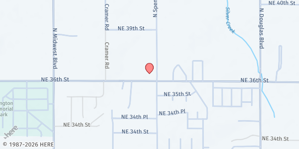 Map showing True Vine Ministries at 3701 Spencer Rd., Spencer, OK
