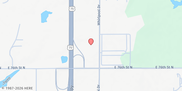 Map showing Cornerstone Free Will Baptist Church at 7770 Whirlpool Dr., Sperry, OK