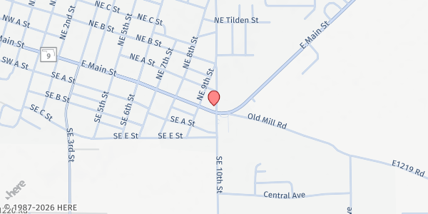 Map showing Kibois CAF Pantry - Stigler at 1007 E Main St, Stigler, OK