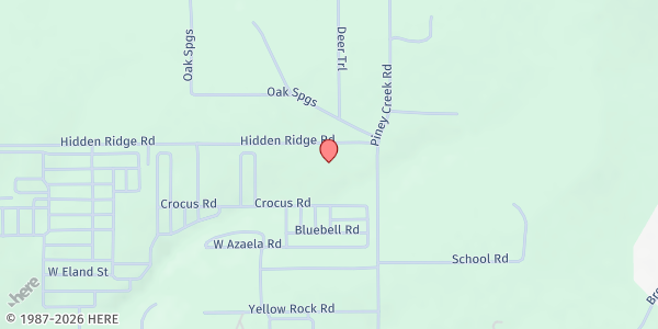 Map showing Piney Creek Fellowship Church at 105 Hidden Ridge Rd, Stigler, OK