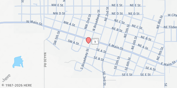 Map showing Trinity Baptist Church at 111 S. Broadway St., Stigler, OK