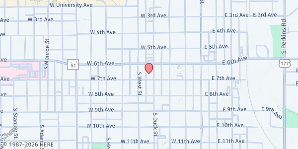 Map showing First UMC of Stillwater at 400 W. 7th Ave., Stillwater, OK