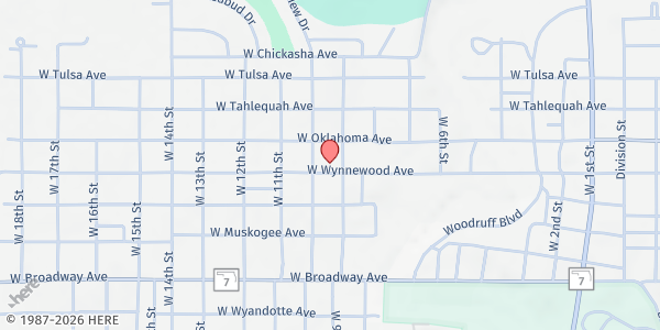 Map showing INCA Community Services Murray County at 1216 W. 9th St., Sulphur, OK